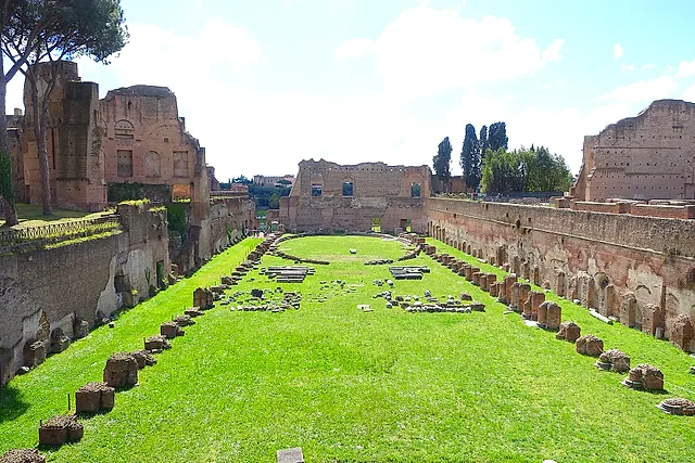The Stadium on the Palatine Hill, a long open space surrounded by ruins